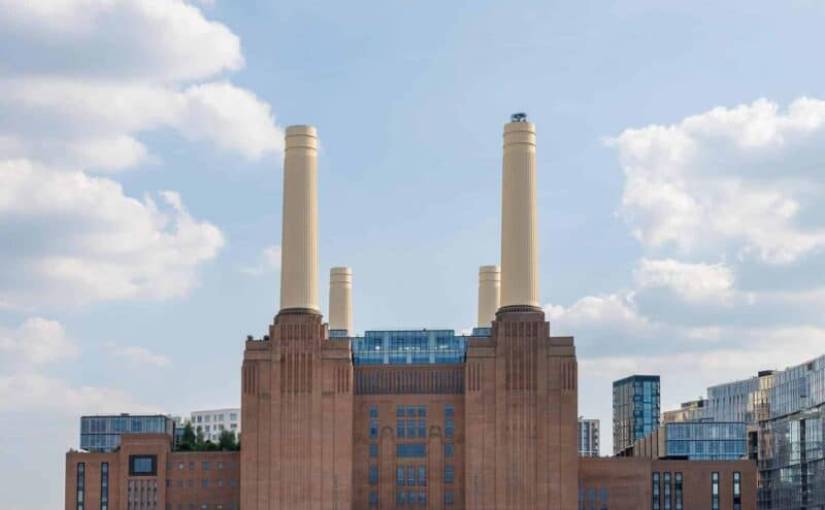 The restored facade and apartments at Battersea Power Station