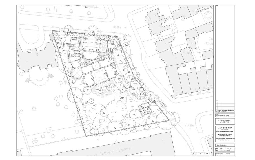 Site plan – 1 Campden Hill