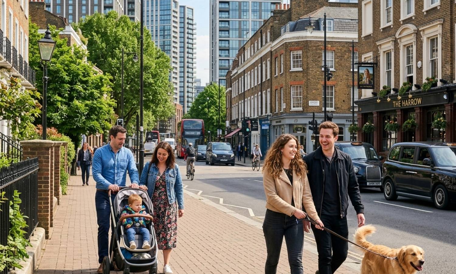 Modern residential towers and historic buildings in London
