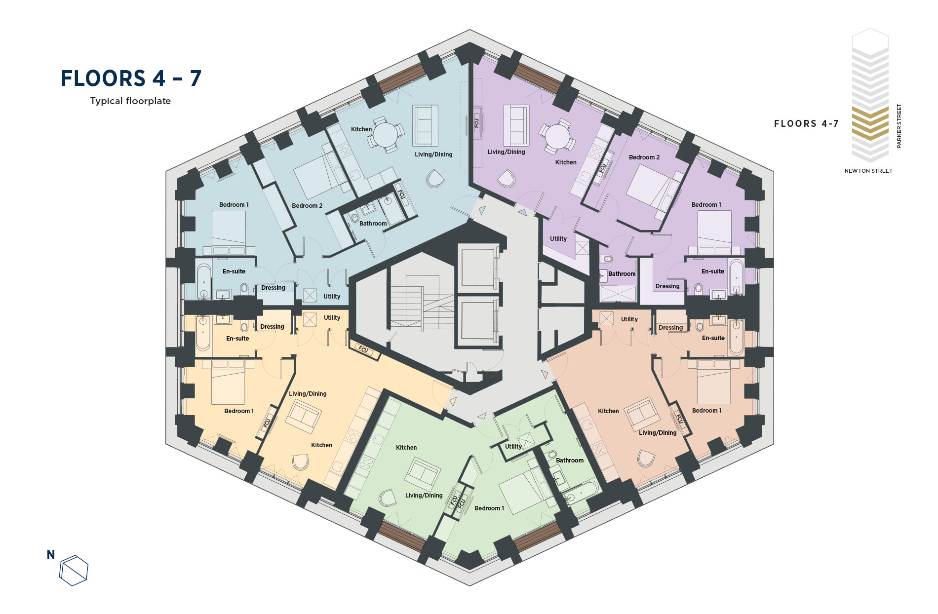 Plans Parker Tower (Hexagon Apartments)