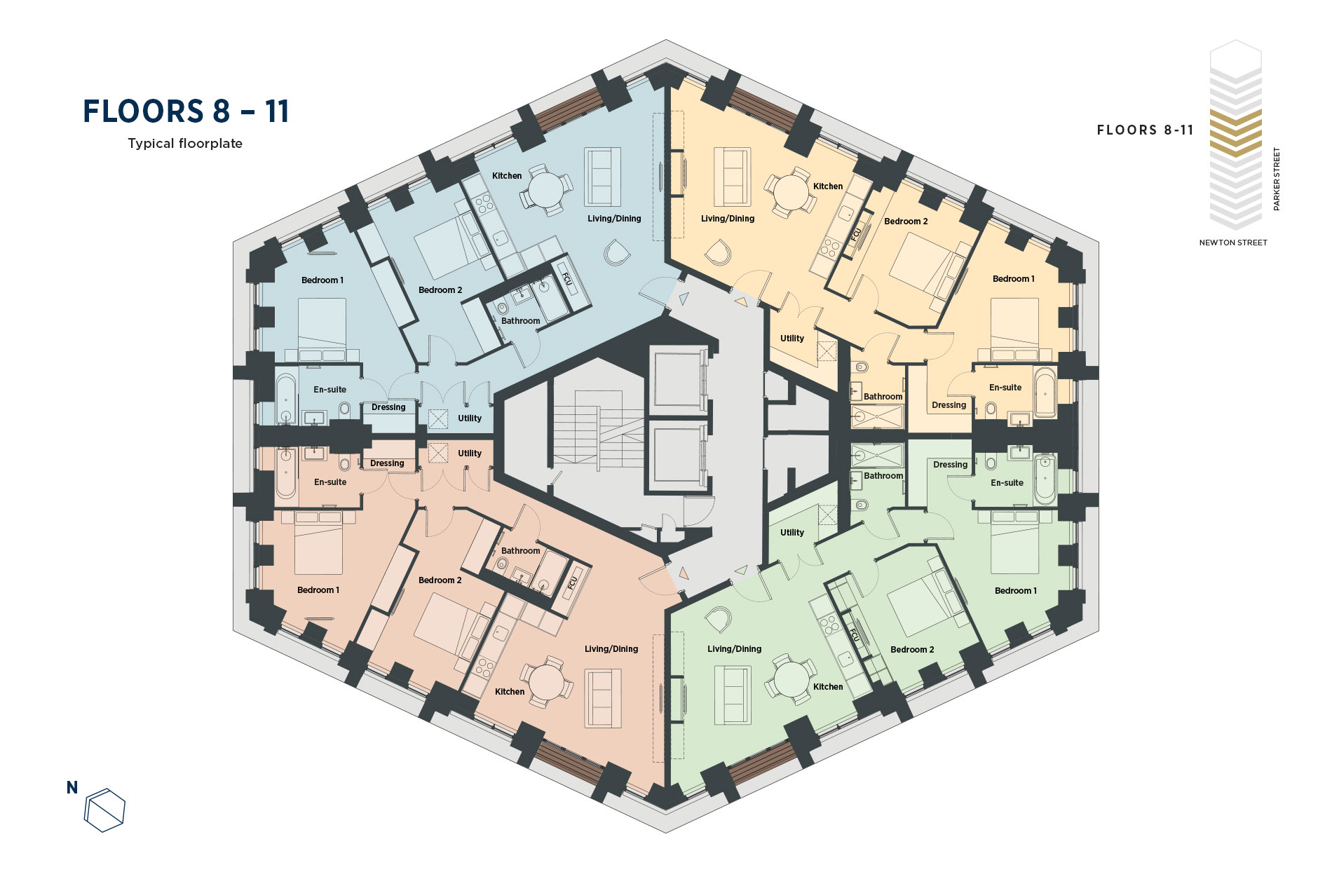 Plans Parker Tower (Hexagon Apartments)
