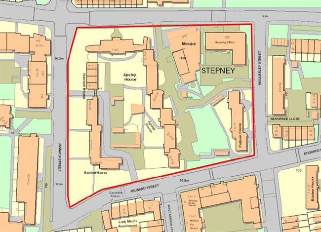 Site plan – Harriott, Apsley & Pattison Houses